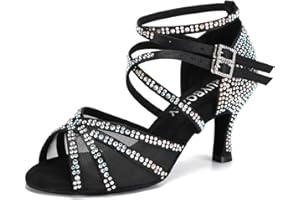 RUYBOZRY Damen Latein Tanzschuhe Strass Salsa Glitzer Bachata Schuhe Damen Hochzeit Tanzende Schuhe,Modell YCL508