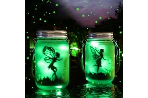 Lanterne Solaire, Mostof IP44 Étanche Extérieur Mason Jar Solaire Lampe pour Patio Pelouse Fête Les lumières Jardin Décoration (Vert)