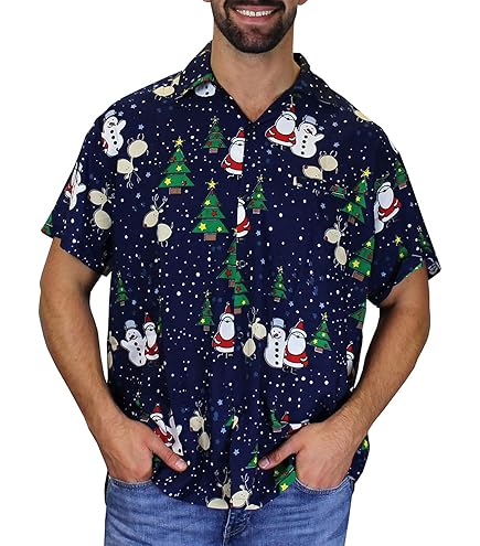 Chemise De Noël Pour Homme à Manches Longues - Avec Motif De Noël