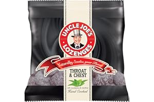 SWEET CANDY COMPANY Uncle Joe's Throat and Chest Lozenges in a convenient 70g bag. Natural relief for sore throats and congestion, free from artificial flavors or colors.