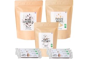 Pack Petit Déjeuner • Farine de Patate douce orange bio • Porridge et Granola chocolat • Barre Cacao • Pour démarrer une journée saine • NUTRIPURE