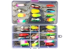 RoseFlower Kit Esche da Pesca - Set Completo di Attrezzatura da Pesca con Esche Artificiali in Plastica Morbida e Cucchiaini, Attrezzatura da Pesca in Acqua Dolce per Persici, Trote e Salmoni