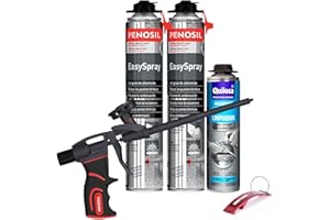 Schiuma proiettabile in poliuretano + pistola professionale + detergente in schiuma fresca - portachiavi Bricolemar in regalo (penna + 2 schiume + 1 detergente)