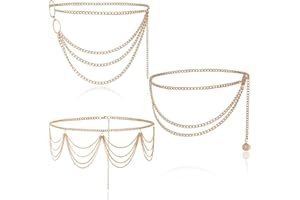 Weinsamkeit 3 Stück Kettengürtel für Frauen, Multilayer Alloy Waist Chain Body Chain for Women Waist Belt