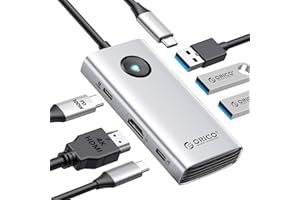 ORICO Stacja dokująca, 6 w 1 koncentrator USB C z HDMI 4K + PD100W + 3 USB A 3.0+USBC 3.0, USB C Laptop Dock Multiport Adapter do MacBook/Dell/HP/Surface/Lenovo