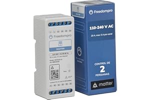 Interruptor inteligente WiFi Freedompro para 2 persianas enrollables, Módulo de relé DIN compatible con Matter, Apple HomeKit, Alexa y Google Home. 110-240 V y 5 A,Caja de Derivación