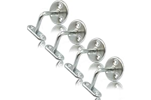 SHIRE FIXINGS Pack of 4 Handrail Brackets for Stairs, Zinc Plated Banister Rail Brackets, Wall-Mounted Stair Rail Brackets for Stainless-Steel or Wooden Handrail, Heavy-Duty and Stylish Banister Rails Bracket