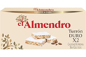 El Almendro - Turron Duro - Hartes Mandelnougat mit ganzen Mandeln - Höchste Qualität - 200gr (Kein Gluten) - Spanisch nougat / Spanisch turron