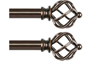 KAMANINA 2 Pezzi Bastone per Tende Bronzo Estensibile da 80 a 218 cm, Bastone per Tende in con Estremità a Twisted Cage, Per Finestre Balconi Camere da Letto