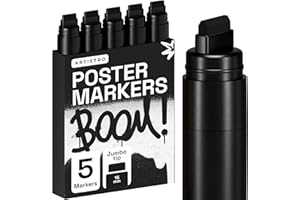Artistro Jumbo Marker, Pennarelli Neri Punta Grossa Jumbo in Feltro da 15 mm, Marker Jumbo con Inchiostro Acrilico Nero per Pittura su Roccia, Pietra, Ceramica, Vetro, Legno, Tela in Cf. da 5