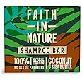Faith In Nature Natural Coconut & Shea Butter Shampoo Bar, Hydrating, Vegan & Cruelty Free, Paraben and SLS Free, for Normal to Dry Hair, 85g