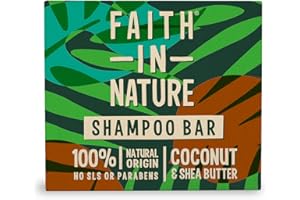 Faith In Nature Natural Coconut & Shea Butter Shampoo Bar, Hydrating, Vegan & Cruelty Free, Paraben and SLS Free, for Normal 
