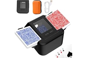 BULDOOSPOK Wiederaufladbar Automatischer Kartenmischer 1-2 Deck, Geräuscharm Elektrische Mischmaschine Karten, Faltbar Tragbar, Auto Spielkartenmischer für UNO Romme Phase 10+Spielkarten Box (Schwarz)
