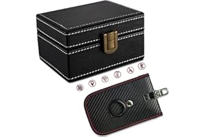 FOVNOT Faraday Box für Autoschlüssel, Faraday Pouch für Autoschlüssel Autoschlüssel Signal Blocking Box Anti-Diebstahl Autoschlüssel Box RFID Signal Blocking Pouch mit Airtag Cover Anti-Diebstahl Signal