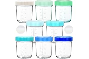 Youngever 8er Set Behälter für Babynahrung aus Glas 180ML (Coastal)