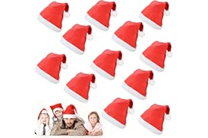 SCZND 12 Stück Weihnachtsmütze, Nikolausmütze für Erwachsene und Kinder Einheitsgröße Weihnachtsmann Mütze für Weihnachtsmann Kostüm, Perfekt für Weihnachten Accessoires Weihnachtsfeier Kopfschmuck