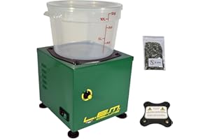 L.E.M. LEM Deluxe Elektromagnetische Hülsenreiniger mit Magnet: einstellbare Geschwindigkeit bis 1400 UpM, 1,8kg Fassungsvermögen mit Metallstiften von Hülsen reinigen mit 1 Paket Stifte 5mm & Magnet