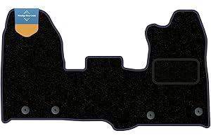 PRESTIGE FLOOR MATS LTD Fully Tailored Van Floor Mat Fits Ford Transit Custom 2015-2019) 106-3629-Black Carpet-Blue Stitch-Anti Slip Mat-Non Slip Van Floor Mat with Black Edging with a Blue Stitch