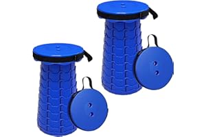 Surbootime 2PCS Portable Folding Stool, Height Adjustable Telescopic Stool, Lightweight and Durable for Outdoor Camping, Fishing, BBQ and Hiking, Indoor Kitchen, Bearing Weight 440 lbs (blue)
