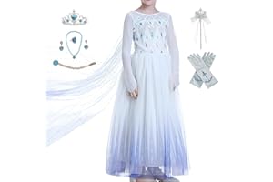 CANBERRIES Eiskönigin Elsa Kleid Mädchen, Elsa Prinzessin Kostüm Mädchen Serie, Perfekt für Geburtstag Cosplay Fasching Karneval Halloween Weihnachten