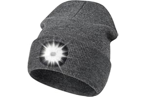 Deilin Upgraded LED Lighted Beanie Hat with USB Rechargeable for Men and Women, Adjustable Brightness Headlamp Winter Lighted Beanie Cap,Tech Gifts for Men Women and Dad