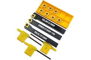 ASZLBYM 1/2" Herramienta de torneado de 12mm SCLCR1212H09+SCLCL1212H09+SCMCN1212H09 Portaherramientas de torneado externo de torno CNC con 10PCS CCMT09T304 / CCMT32.51 Insertos indexables de carburo