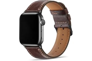 Tasikar Compatible with Apple Watch Strap 49mm 46mm 45mm 44mm 42mm Genuine Leather Replacement Bracelet Band Compatible with iWatch Ultra 3 2 1 SE Series 11 10 9 8 7 6 5 4 3, Retro Brown