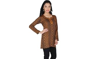 MapleClothing Indien Tunika Kurti Damen Gedruckt Bluse indische Kleidung