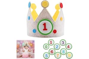 XIWUPO Geburtstagskrone Kinder, Geburtstagskrone, Geburtstagskrone Junge, Geburtstagskrone Mädchen, Geburtstagskrone Filz, Kinder Geburtstagskrone, Filz Partyhüte Kindergeburtstag(0-9 Auswechselbaren)