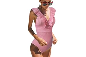 heekpek Jednoczęściowy strój kąpielowy dla kobiet, falbany, monokini, push-up, stroje kąpielowe dla kobiet, kontrola brzucha, monokini, vintage, strój kąpielowy w paski