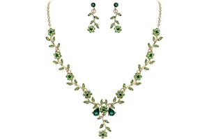 Clearine Donna Matrimonio Gioielli Set Foglia Cluster Fiore Cristalli Ciondolo Collana Orecchini pendenti per Sposa