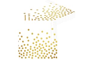 ATBEAMEN 20pcs White Dot Paper Napkin 33x33CM,Soft Dots Disposable Luncheon Paper Party Serviettes Tableware for Birthday,Christmas Halloween,Wedding,BBQ,Parties Dinner White Gold Serviettes Napkins