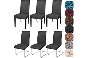 ‎ALISHOMTLL Alishomtll Sämischleder Stuhlhussen 4er/6er Set Vintage PU Stretch Stuhlbezug Elastische Universal Esszimmer Stuhlbezüge Abnehmbar Waschbar Stühle Schutz für Küche Restaurant Hotel (Schwarz, 6 Stück)