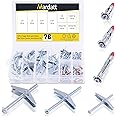 Mardatt 76Pcs 1/8'' 3/16'' 1/4'' Toggle Bolt and Molly Bolt Hollow Wall Anchor Assortment Kit, Zinc Plated Steel Thin Wall Anchor Wing Bolt Assorted Sizes for Drywall