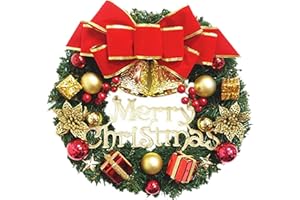 NC Ozdoby na Wieńce świąteczne, Sztuczne 30 cm Ozdoba Wianek, z Szyszkami Czerwone Jagody, Wieniec świąteczny na Drzwi, Ozdobiony świąteczne dekoracje Wiankowe z Kokardką Jingle