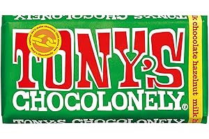 Tony's Chocolonely Milk Hazelnut Chocolate Bar - 180g, Milk Chocolate, Gift, Vegetarian - Belgian Fairtrade Chocolate