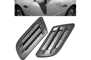 NATGIC Air Flow Vent Hood 2 Stück Side Vent Hood Dekoration Auto Side Vent Aufkleber Hood Scoop Vent Bonnet Abdeckung Auto Side Mesh Vent Air Flow Fender Dekoration Aufkleber – Schwarz (Kohlefaser)
