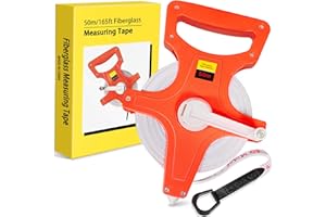 ANVINKU Measuring Tape, 50 m / 165 ft Builders Tape Measure, Open Reel Measuring Wheel with Inch/Metric Scale, Double-sided Surveyors Tapes Measures for Engineer, Project