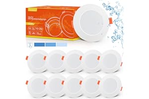 Tomosu 10x Faretti LED da Incasso per Cartongesso Dimmerabile, 5W 220V 450LM 6000K Bianco Freddo Faretti da Incasso 98mm, 24mm Ultra-Sottile, Foro Φ75-85mm, IP44 Luci da Incasso Per Bagno