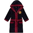 FC Barcelona Boys Dressing Gown Robe Hooded Fleece Kids OFFICIAL Football Gift