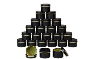 JULWHISPER Black Candle Tins 4oz for Candle Making, 24 Piece Candle Containers, Bulk Candle Jars for Candle Making - (Black)