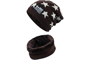 YR.Lover Dicke Beanie Hut +Schal Set Winter Warmen Schnee Knit Skull Cap für Kinder Jungen Mädchen