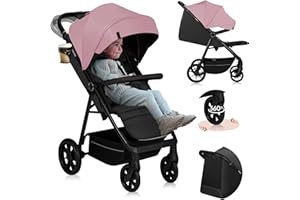 LIONELO Passeggino compatto e laggero MIRA per bambini da 6 mesi a 4 anni/ 22 kg, Ruote girevoli a 360° Sospensione completa, Schienale e Poggiapiedi regolabili, Capottina XXL UPF50+, Ampio cestino