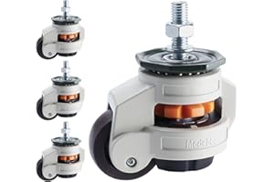 Homtone Obrotowe kółka skrętne, 4 sztuki, zwijane kółka do stołu warsztatowego, rolki transportowe, z regulacją wysokości, do stołu warsztatowego 50 mm, całkowita pojemność 1000 kg