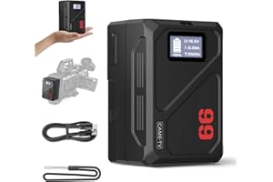 Came-TV V-Mount Akku MINI99C, 6900mAh 99Wh 14.4 V, V-Lock Akku Unterstützt 65W PD USB-C Schnellladung 1.5 Stunden mit D Tap/USB A/Dual DC Ports/BP/OLED Display für Kamera, Camcorder, Monitore