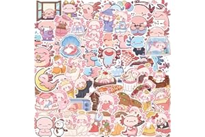 DIWSO 100 Autocollants Axolotl pour Ordinateur Portable, Skateboard, Bouteille d'eau, vélo, Moto, Voiture, Ordinateur, Album Photo, Graffiti, Adolescent, Garçon, Fille, Résistant à l'ea