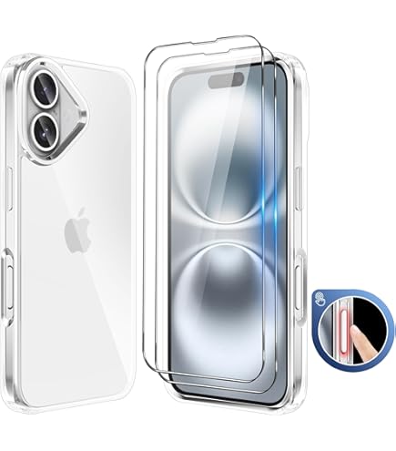 Clear Case For IPhone 16 6.1-inch - Crystal Transparent, Anti-Yellowing, With Airbag Drop Protection & Anti-Scratch Cover