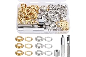 QANYE 103 Kit Occhielli in Tessuto, Kit Occhielli in Metallo, Occhielli Passacavi, Occhiello Strumento Kit, con Strumenti Installazione e Scatola Immagazzinaggio, per il Progetto Fai-da-te in Pelle Tela