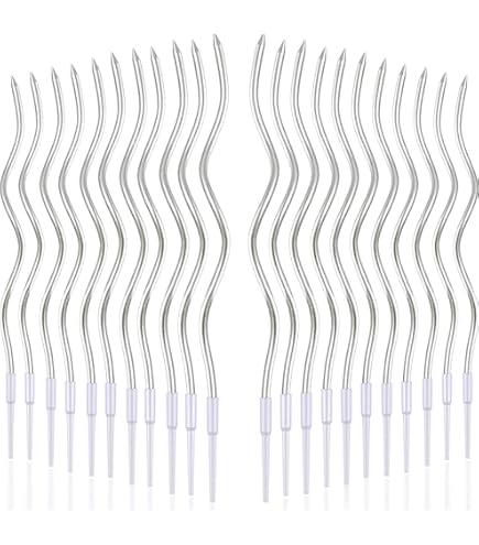 48 stuks gebogen verjaardagskaarsen, spiraal taartkaarsen, metallic