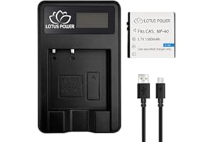 LOTUS POWER NP-40 Pasująca bateria i ładowarka, ładowarka do ekranu LCD i bateria NP 40 do kamery Casio EX-P600 EX-Z1000 EX-FC150 / Pentax XG-1 / kamera wideo SOSUN HD (1 ładowarka i 1 bateria)